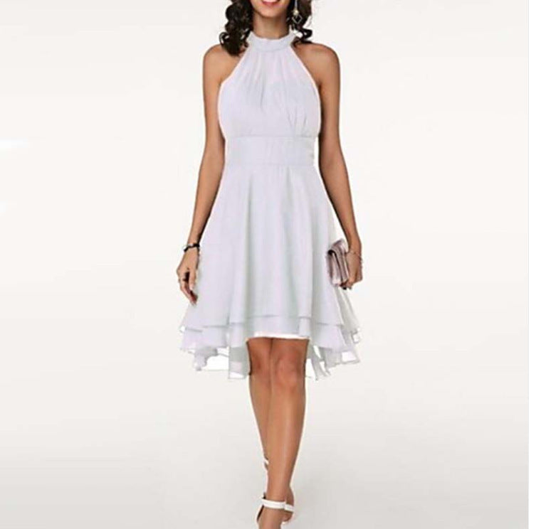 White halter neck dress on a white background