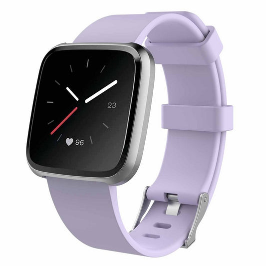 Smartwatch with a purple band on a white background