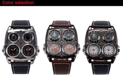 Three watches with different face designs on a white background