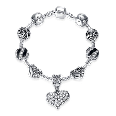 Alloy Heart Shaped Diamond Bracelet Women