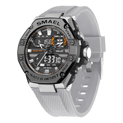 SMAEL watch with digital and analog display on a white background